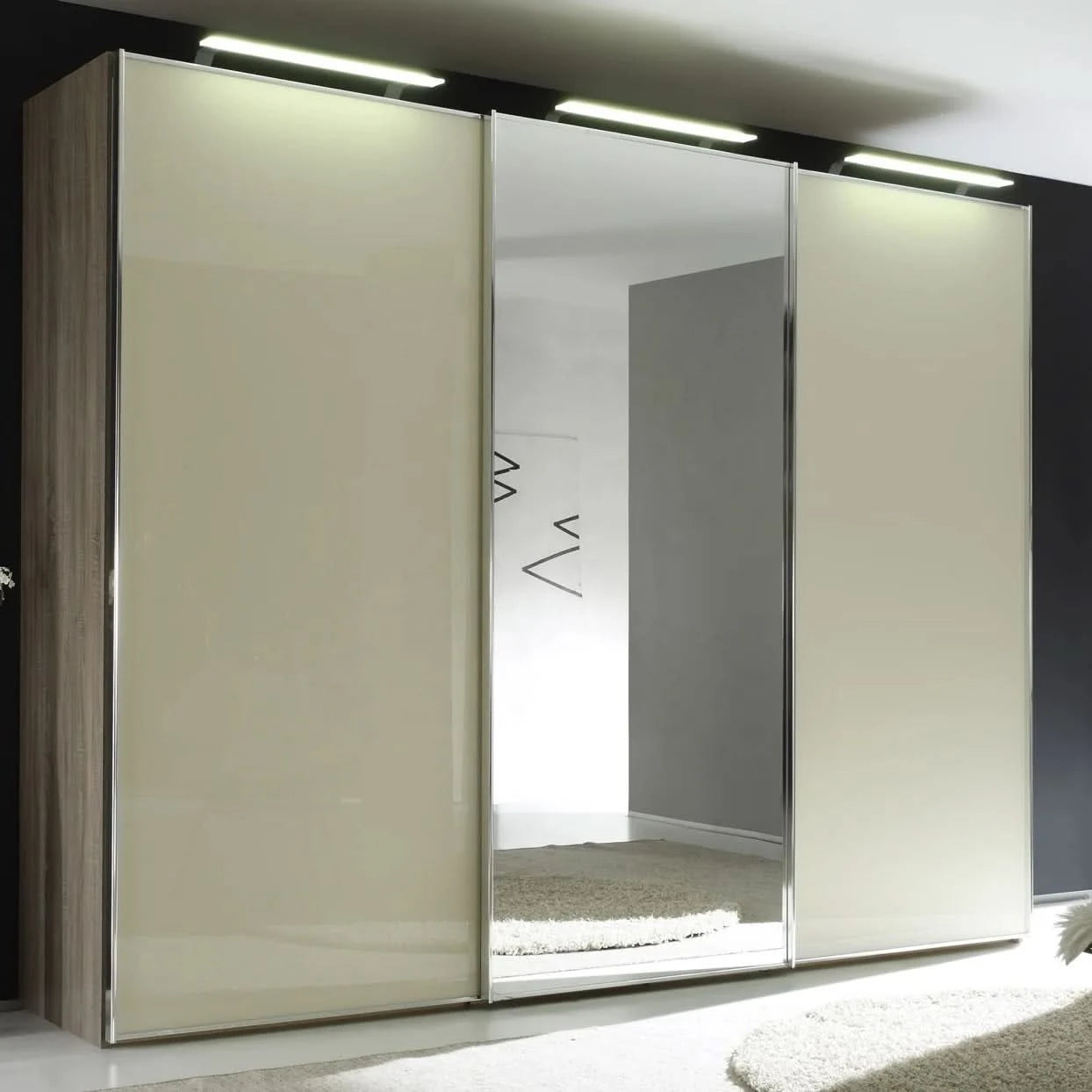 Modern Design Modular Mirrored Sliding Door Wardrobe Custom Closet