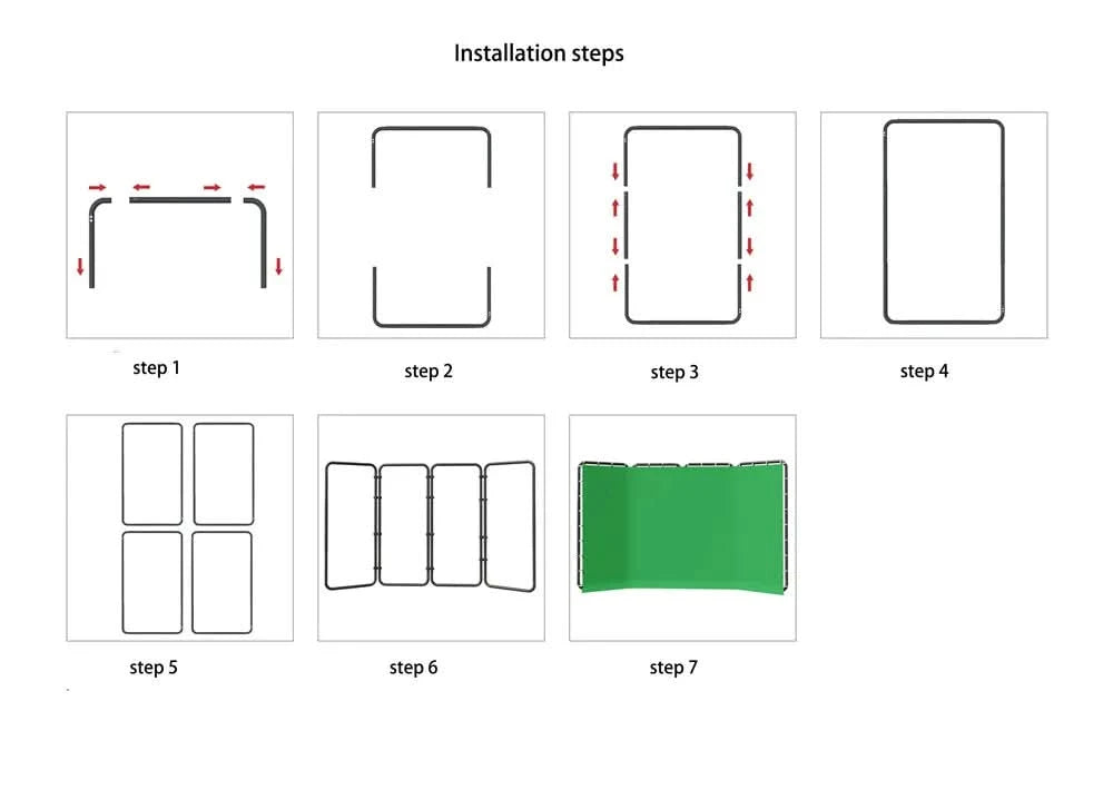 2.4x4 Background Frame black/white/Green/gray Screen Wall Foldable For Tiktok Live Photo Studio Kit Chromakey Green Screen Frame