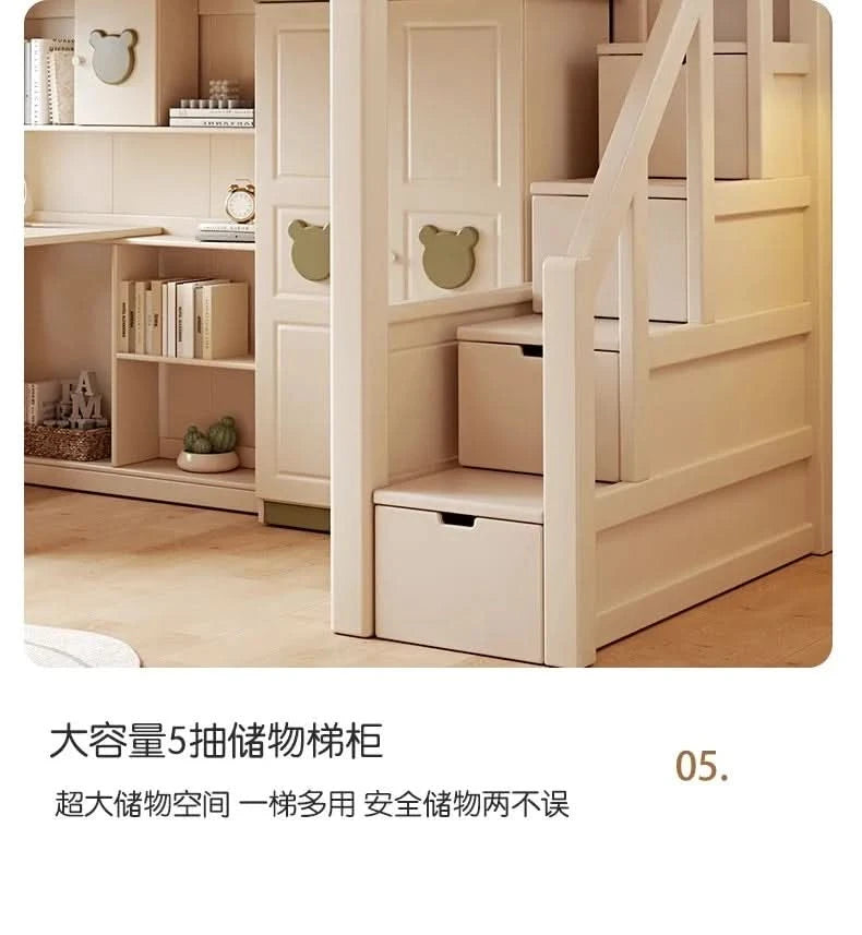 Solid wood upper and lower high and low bunk beds Double bed 2 people bunk beds for kids bed with mattress bedroom furniture