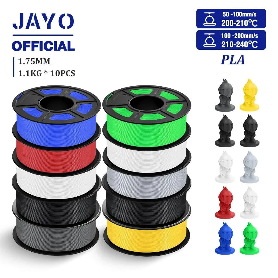 JAYO 3D Filament 1.75mm PLA / PLA Plus / PLA Meta/ Silk PLA+/PLA Matte 3D Prnter Filament 1.1KG For FDM Multicolor Set 10Rolls