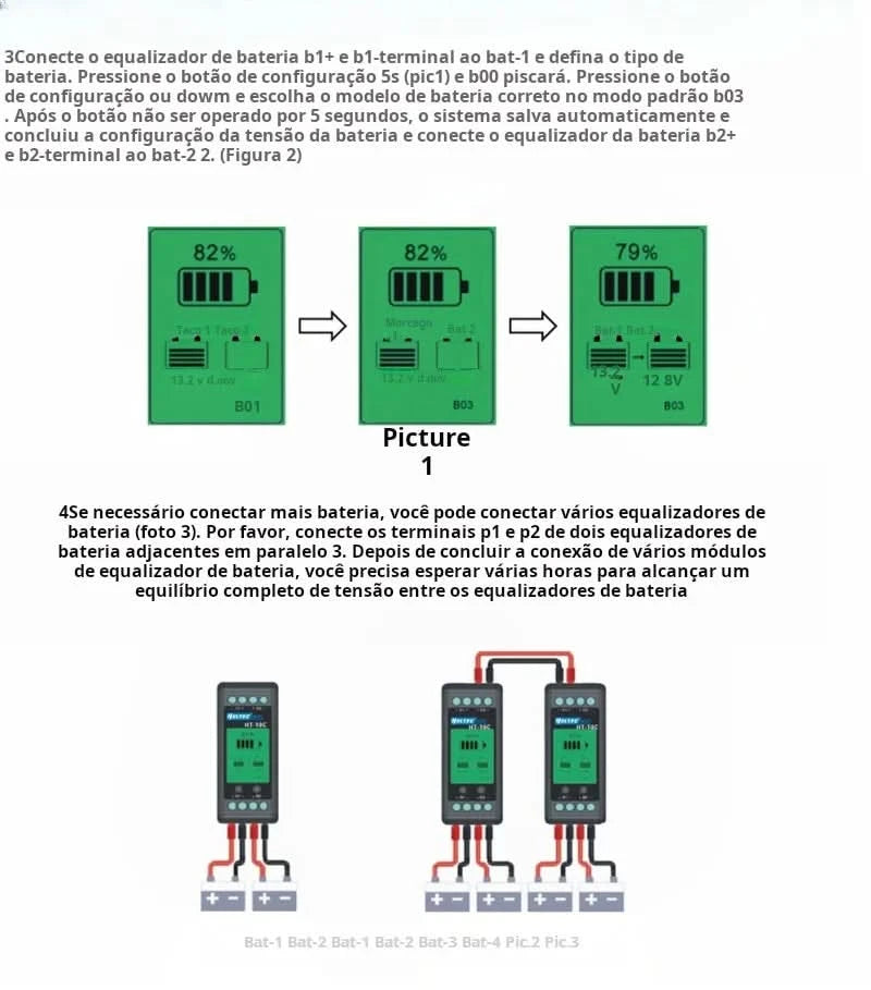 Heltec 12V Lead Acid Battery Equalizer 10A Active Balancer Lipo/Lifepo4 Connected in Parallel Series LCD Meter for 24/36/48V/96V
