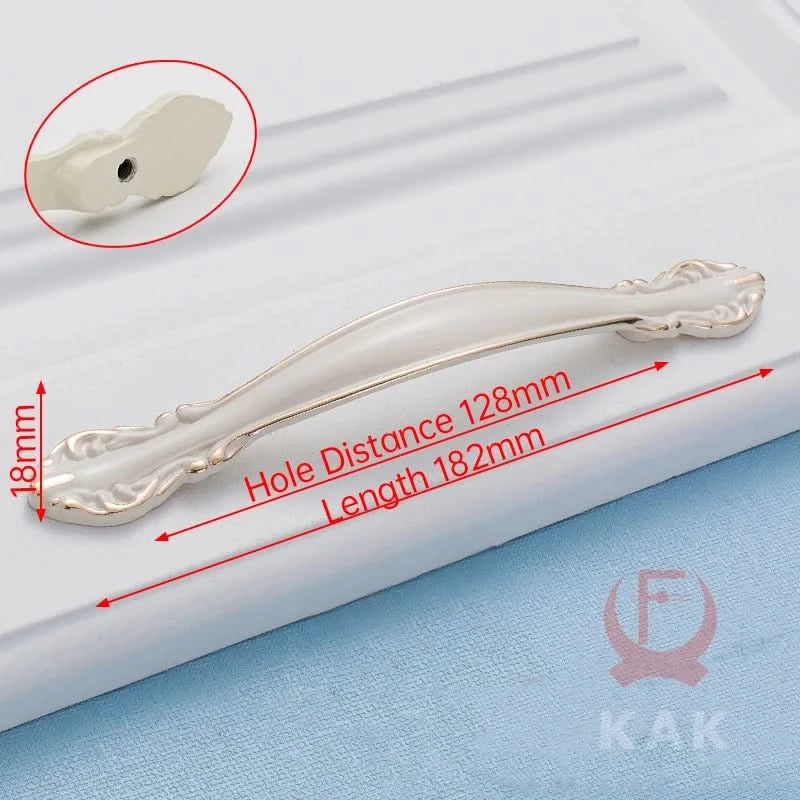 KAK Zinc Aolly Ivory White Cabinet Handles Kitchen Cupboard Door Pulls Drawer Knobs European Fashion Furniture Handle Hardware