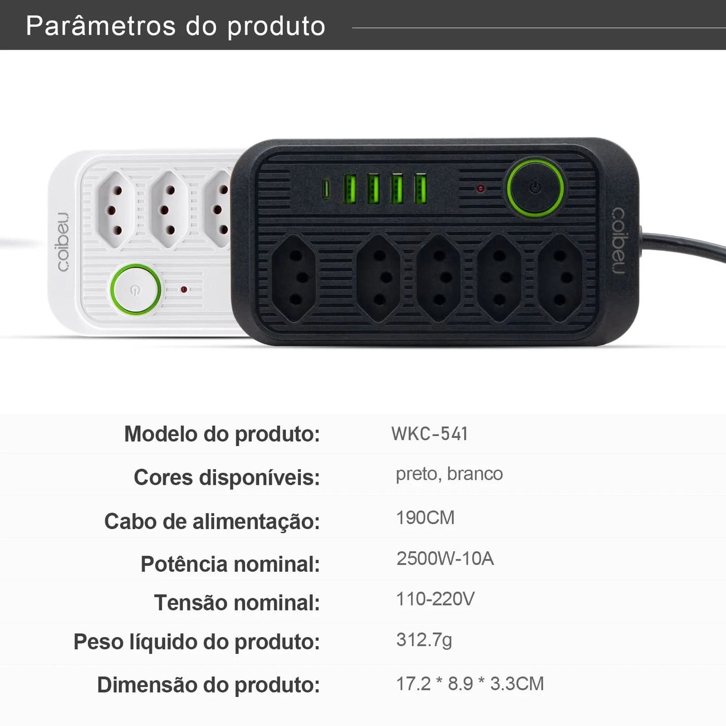 Extension Socket, Power Extension, USB Socket, Socket Line Filter, Regua Power Sockets, Electric Extension, 110-220V,10A