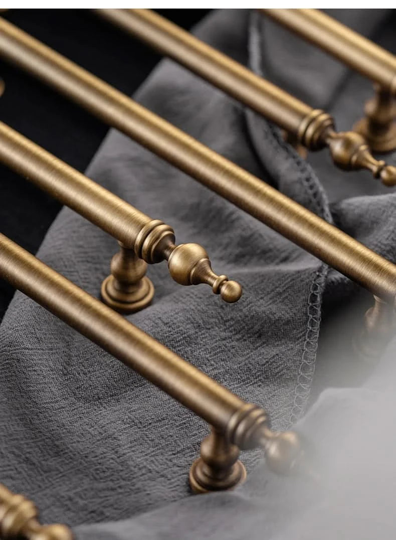 Tinyhob Massiver antiker Bronzezug Messing Schrankknöpfe T-Stange Möbel Kleiderschrank Geräte Griff Langer Zug Schubladengriff