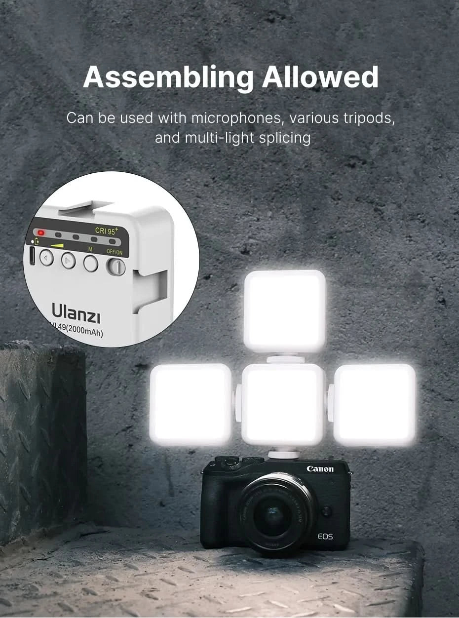 Ulanzi Vl49 Mini LED Video Light 2000mAh 5500K Fill Light for Camera Smartphone Photography Video Light Camera Light