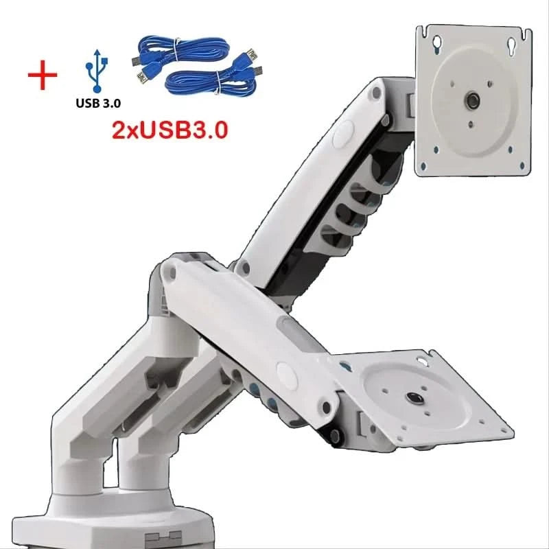 White Color Dual Arm Monitor Support 17-30 Inch  Mount Bracket Holder Load 2-9 Kgs Each NB F160