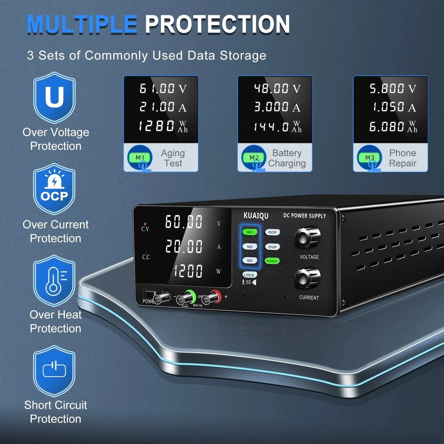 NICE-POWER 30V 10A Dual-Channel DC Lab Power Supply 60V 120V 240V Double Bench Power Source Positive & Negative Voltage Output