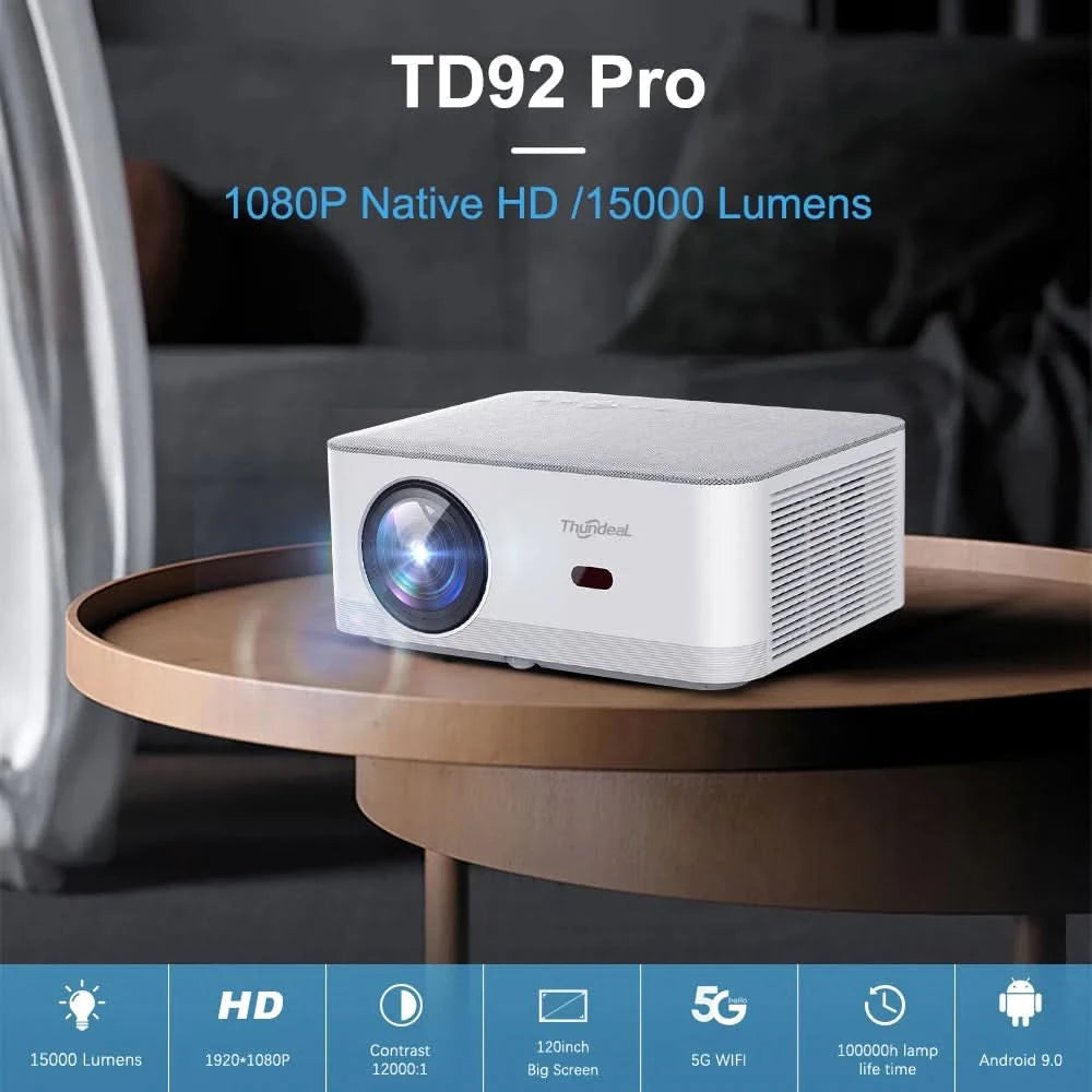 ThundeaL TD92 Pro Full HD Projector Portable Home Theater for 2K 4K 1080P Video Android WIFI Phone TD92Pro Beam Projector Cinema