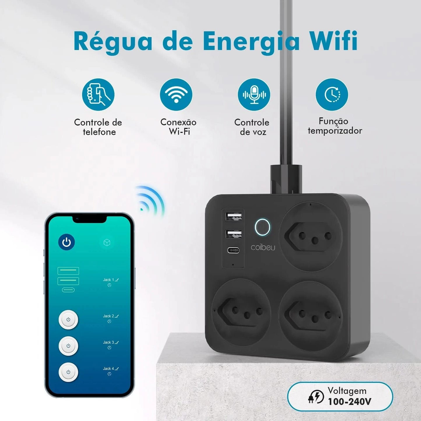 Smart Switch mit Steckdose, brasilianischer Netzfilter, Smart Plug, USB-Steckdose, Smart Switch, Smart Socket