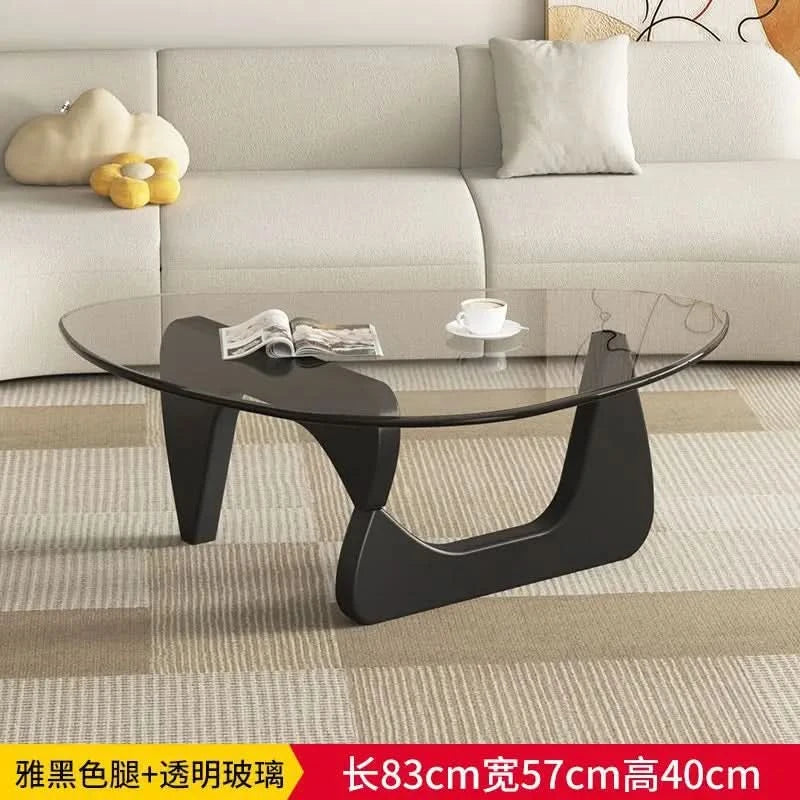 Modern simple creative round coffee table household small apartment living room tempered glass coffee table Internet celebrity