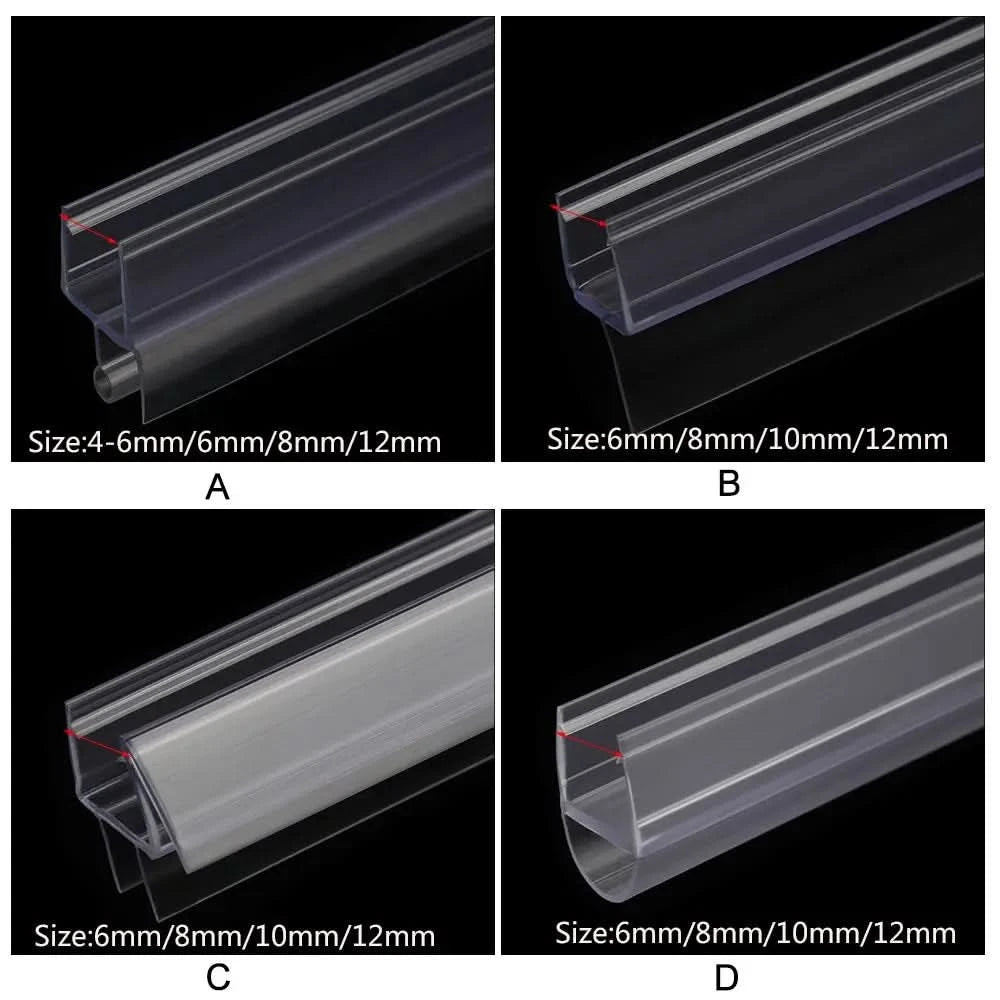 Bath Shower Screen Door Seal Strip 4 to 12mm Seal Gap Window Door Weatherstrip Door Protective Strip Bathroom Hardware