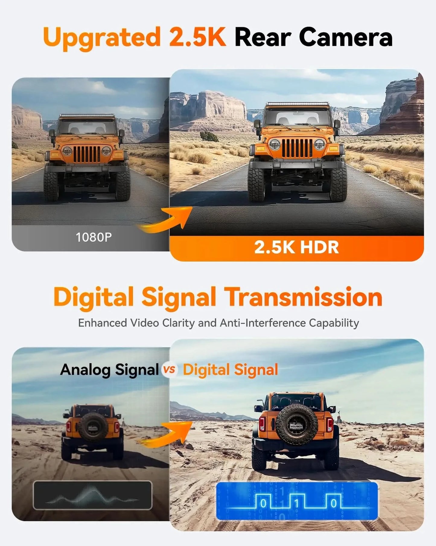 WOLFBOX X5 3 Channel 4K Dash Cam STARVIS 2 IMX678 4K+2.5K Front and Rear Inside Triple Car Camera 5.8GHz WiFi Mirror Car DVR
