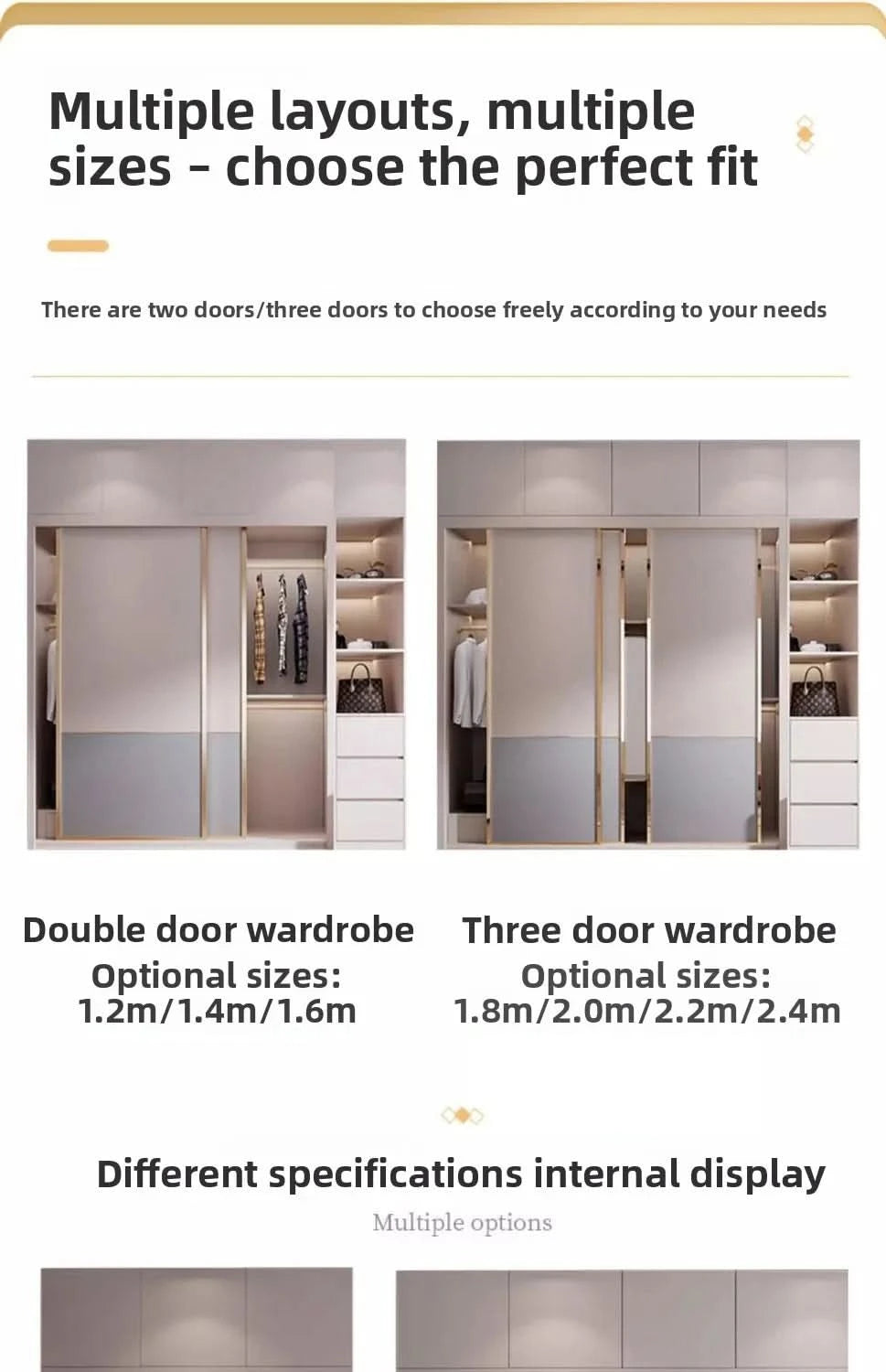 Light luxury sliding door clothes closet simple moder household bedroom wardrobe large storage armoire de rangement Furniture