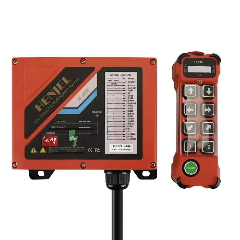 HENJEL H208 Crane Wireless Control Double Speed Waterproof Switch DC 12v 24v Waterproof and Dustproof Industrial Remote Control