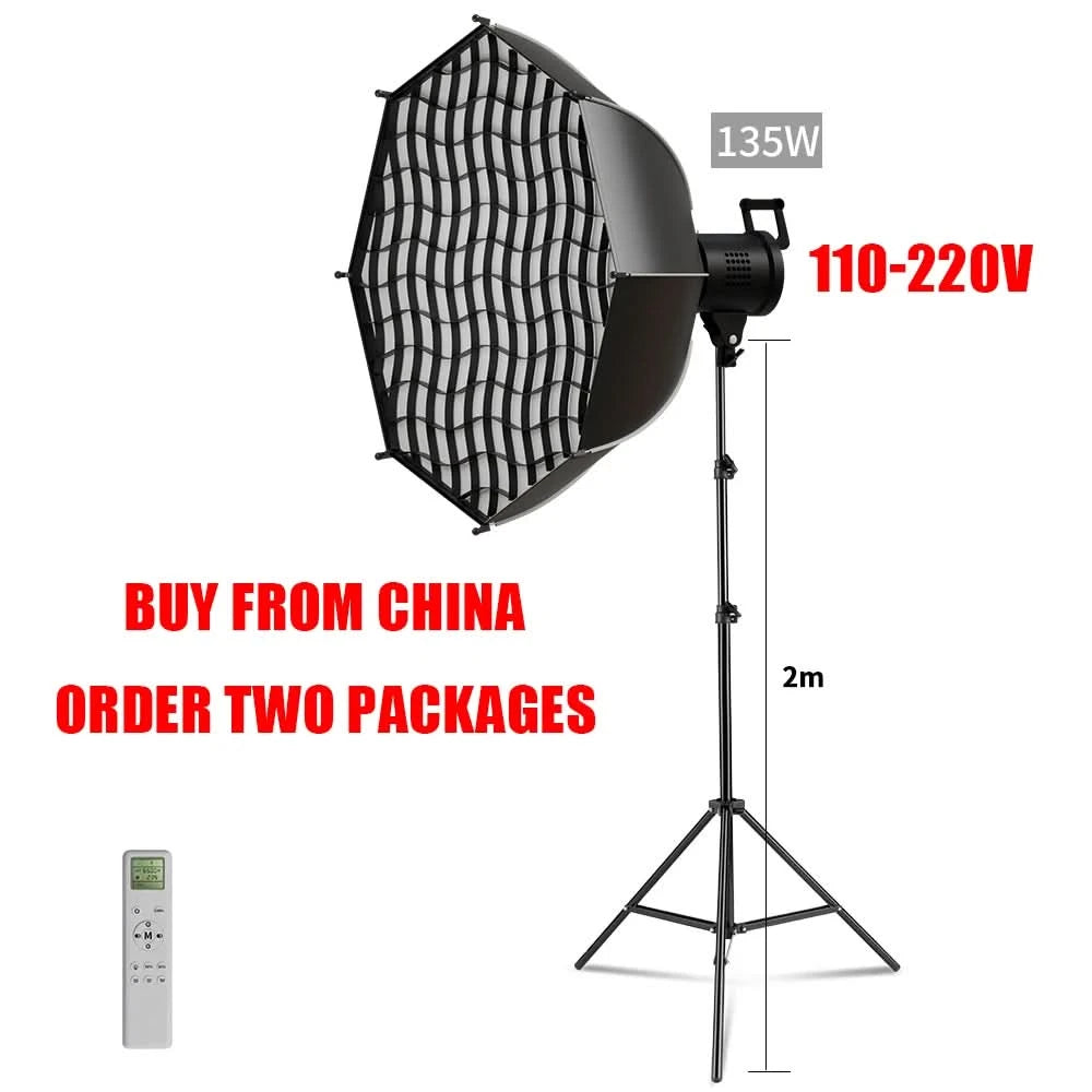 SH 115/135W LED COB Video Light Photography Lamp With Tripod Softbox Remote Control Video Light For Skit Video Photography