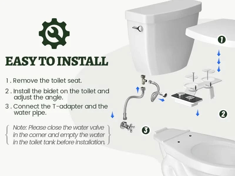 Samodra Toilet Bidet Shower Ultra-thin Bidet Toilet Seat Attachment Non-electric Bidet sprayer Dual Nozzles Frontal & Rear Wash