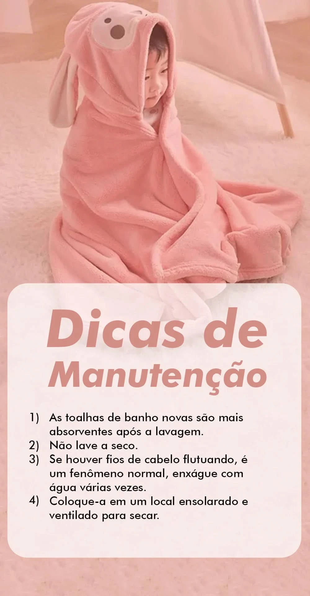 Toalha de Banho  Bebê Com Felpuda Capuz Infantil Recém Nascido com Orelhinha Menino e Menina 138*68cm --RISOVIT FTB0632