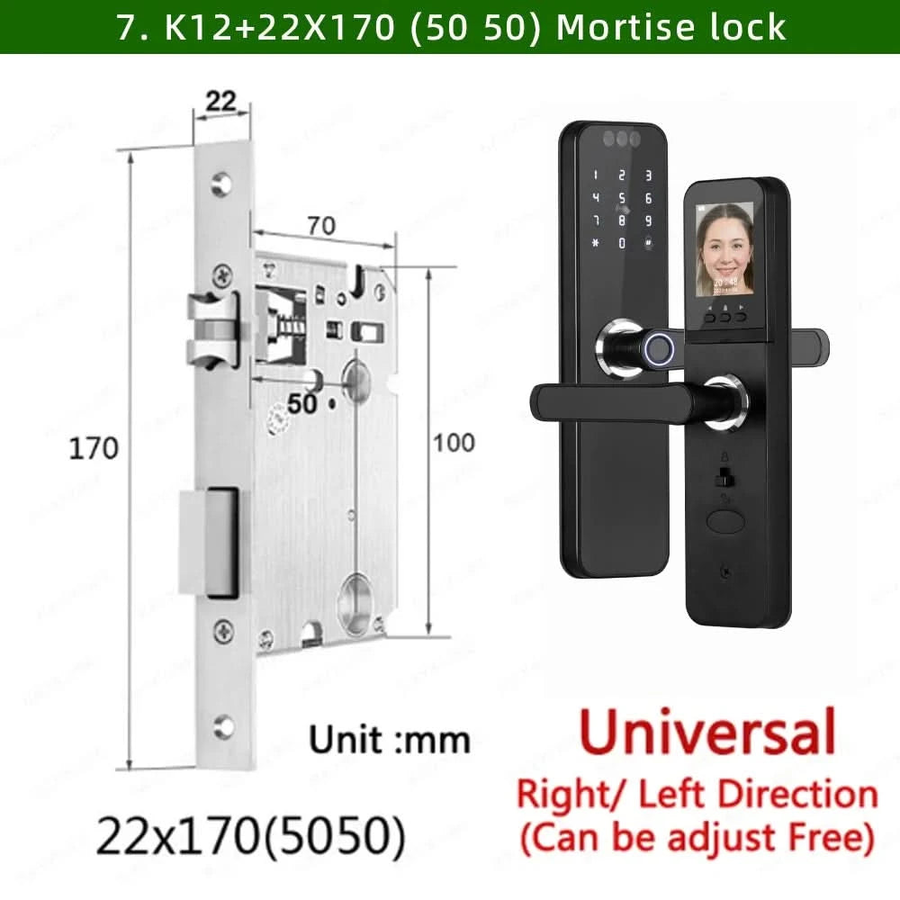 Do Brasil RAYKUBE K12 With lithium Rechargeable Batteries Tuya WiFi Camera Electronic Lock 3D Face Fingerprint Smart Door Lock