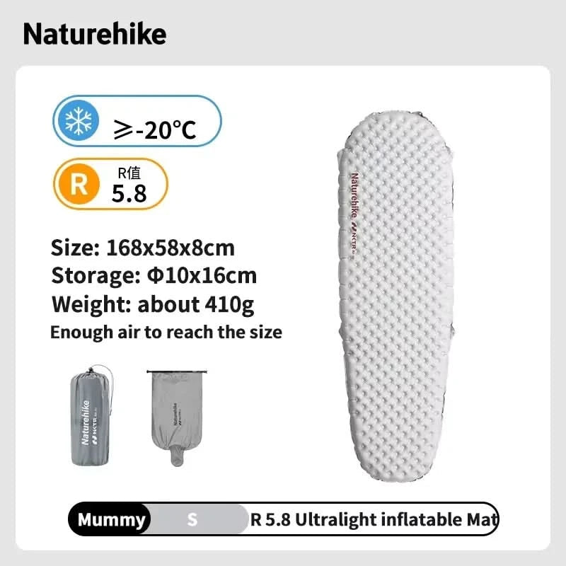 Naturehike Inflatable Mattress R 5.8 Outdoor Portable Foldable Tent Sleeping Single Pad Ultralight Hiking Travel Camping Mat