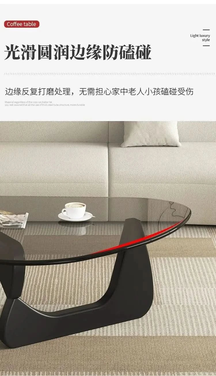 Modern simple creative round coffee table household small apartment living room tempered glass coffee table Internet celebrity