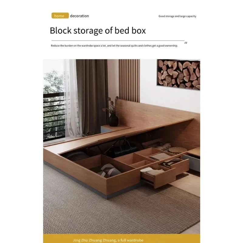 Unique European Double Bed Platform Elegant Pretty Solid Wood Luxury Bed Bases Bedroom Modern Camas Queen Size Furniture Home