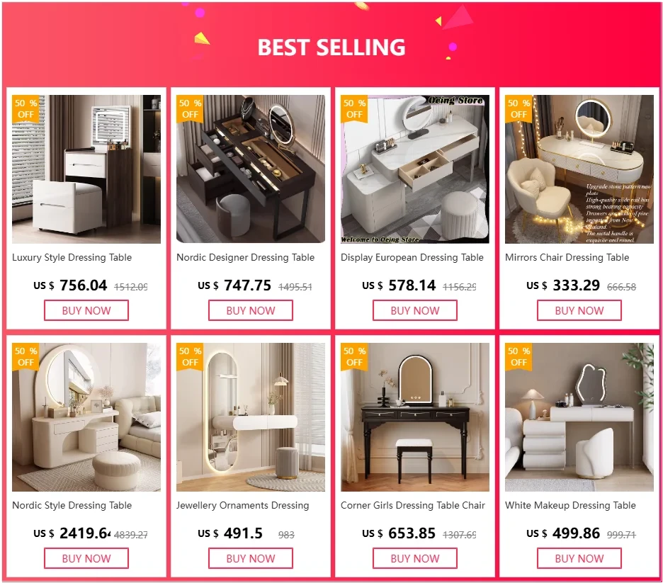 Luxury Jewelery Storage Dressing Table Glass Top Girls Unique Makeup Mirror Beauty Dressing Table Light White Muebles Decoration