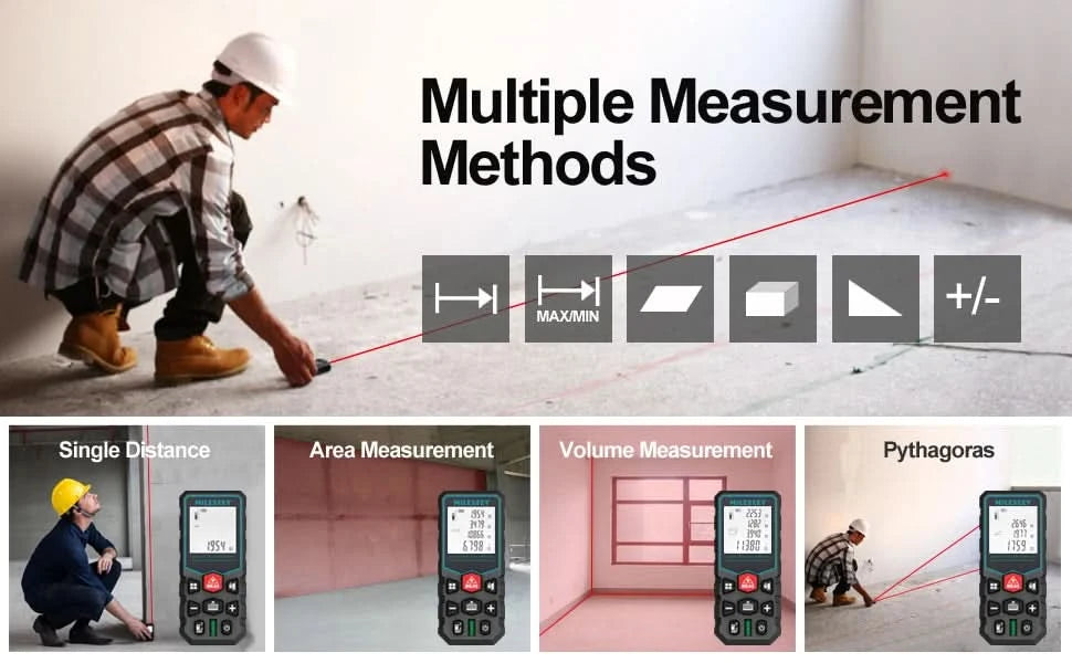 MILESEEY Laser Distance Meter X5 40M 60M 80M 100M High Precision Laser Tape Measure,Multiple Measurement Electronic Ruler