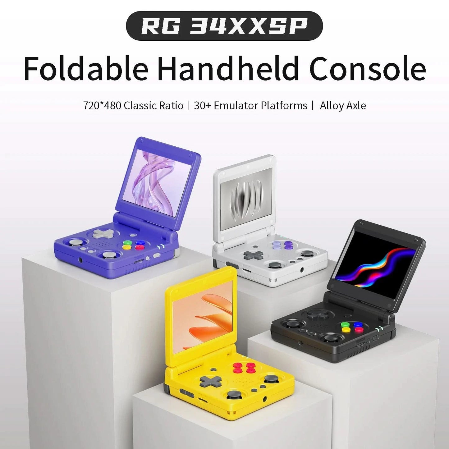 Anbernic RG34XXSP 3.4''IPS Screen Flip Handheld Console Linux System HDMI-compatible TV Output 256G PSP 300+ Games Pre-installed