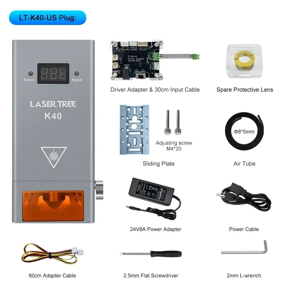 LASER TREE Laser Module 10W/20W/30W/40W Optical Power with Air Assist Laser Head TTL Blue Light for Engraver Cutting Wood Tools