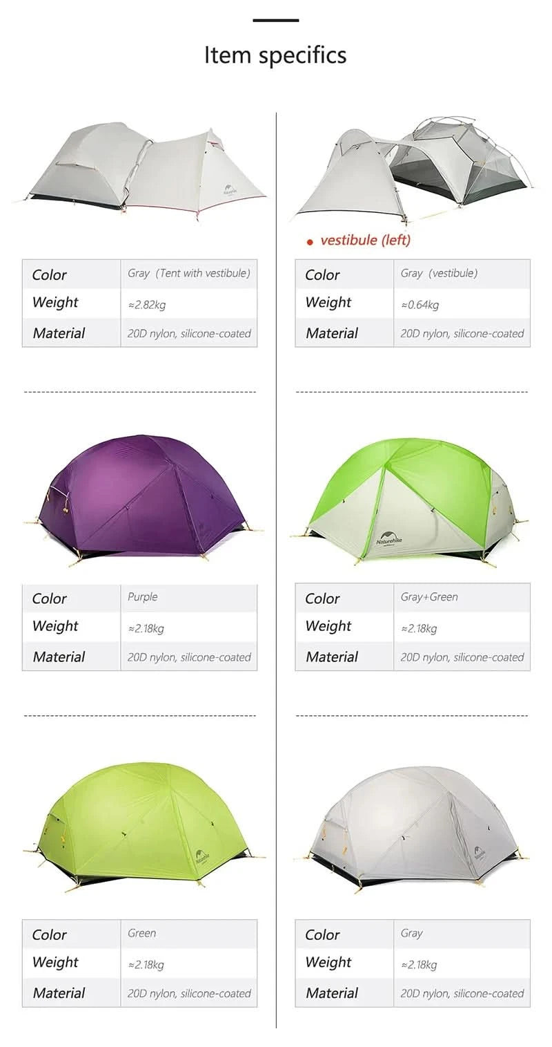 Naturehike Brazil Cloud Up 1-2-3P Camping Travel Backpack Outdoor Ultralight Waterproof Tent Camping Beach Tent