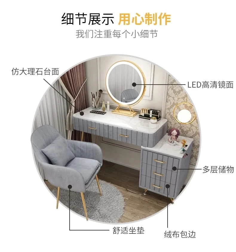Modern Drawers Dressing Table Makeup Mirror Service Girl Pink Computer Vanity Table Living Room Vestidores Postmodern Furniture