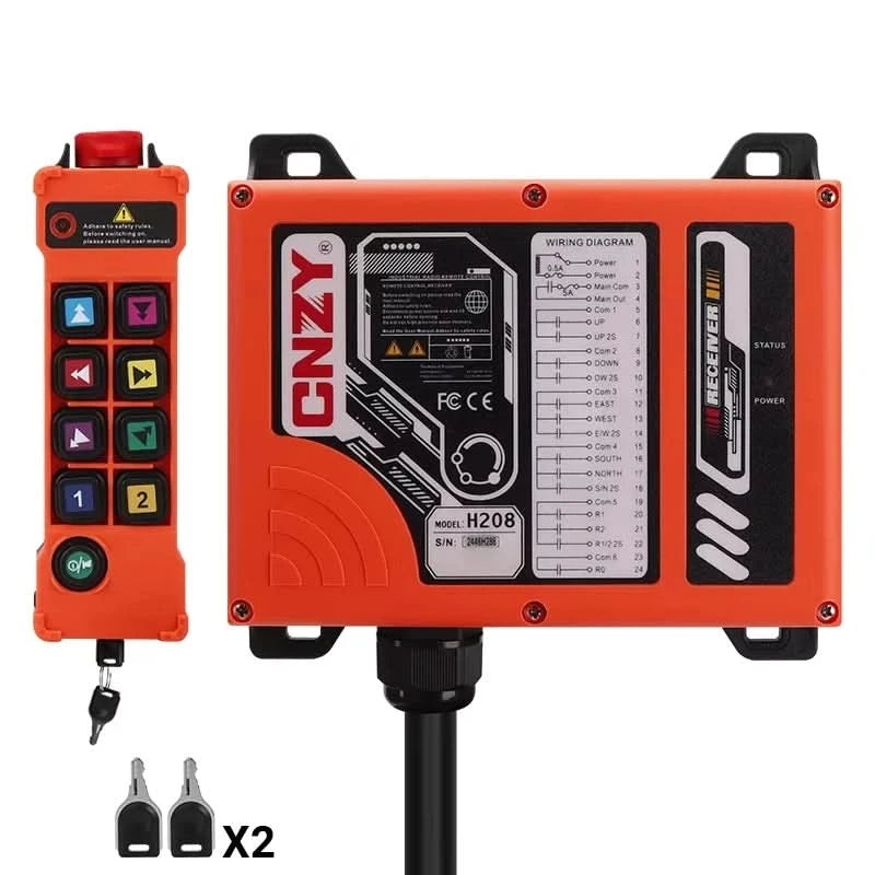 HENJEL H208 Crane Wireless Control Double Speed Waterproof Switch DC 12v 24v Waterproof and Dustproof Industrial Remote Control
