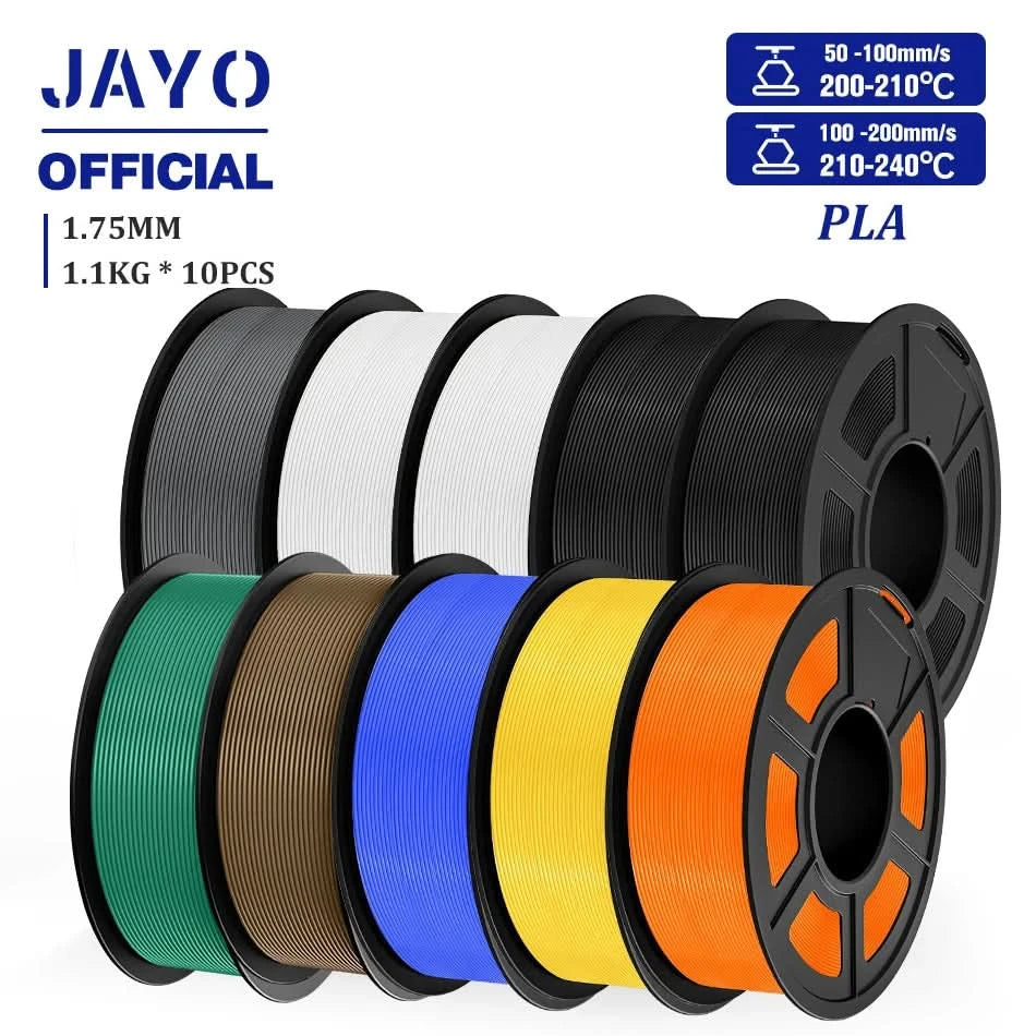 JAYO PLA Filament 1.75MM 10Rolls/set PLA 3D Printer Filament Multicolor For FDM 3D Printers Neatly Wound 3D Printing Materials