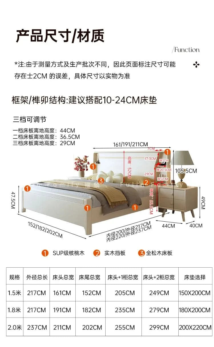 Bedside Table White Double Bed Wooden Bedding Teen Girls Queen Size Double Bed Frame High Clearance Hotel Bedroom Furnitures