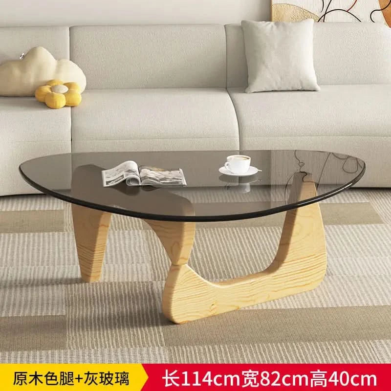 Modern simple creative round coffee table household small apartment living room tempered glass coffee table Internet celebrity