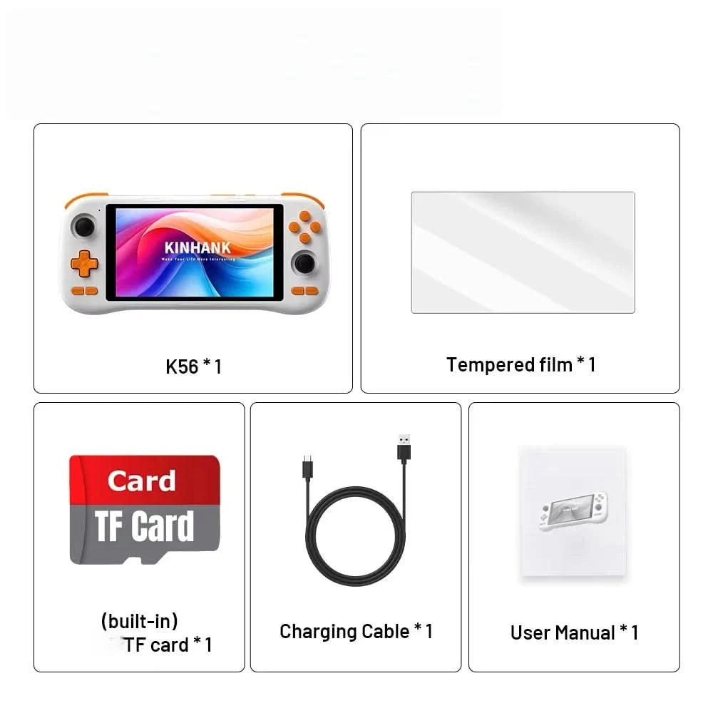 KINHANK K56 Handheld Game Console 5.5'' Touch Screen 50 Emulators for Android 14 PS1/PSP/DC/SS 5000mAh WIFI5 Retro Game Player