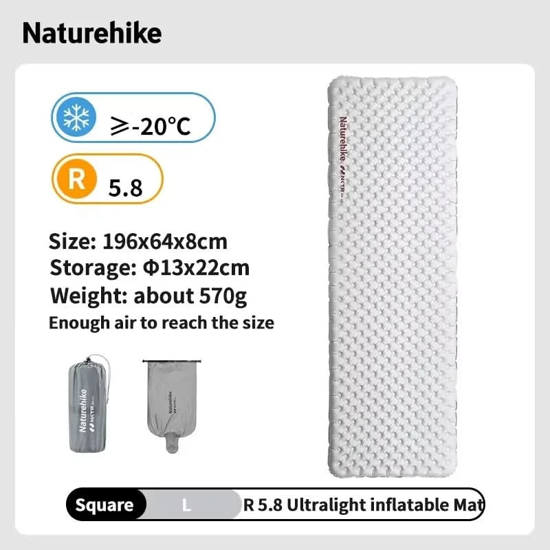 Naturehike Inflatable Mattress R 5.8 Outdoor Portable Foldable Tent Sleeping Single Pad Ultralight Hiking Travel Camping Mat