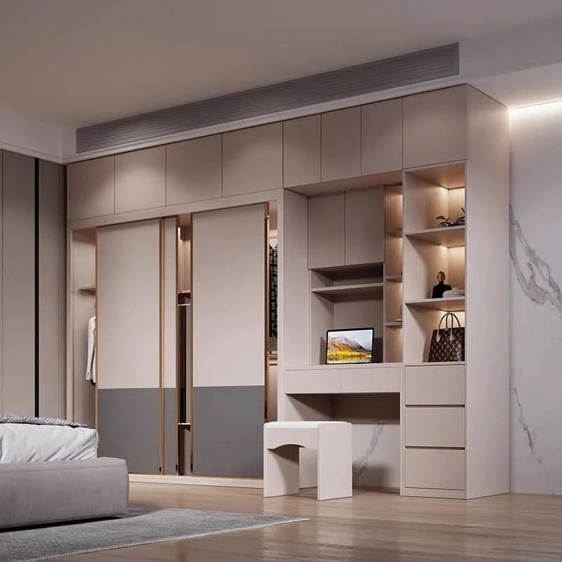 Light luxury sliding door clothes closet simple moder household bedroom wardrobe large storage armoire de rangement Furniture