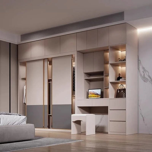 Light luxury sliding door clothes closet simple moder household bedroom wardrobe large storage armoire de rangement Furniture