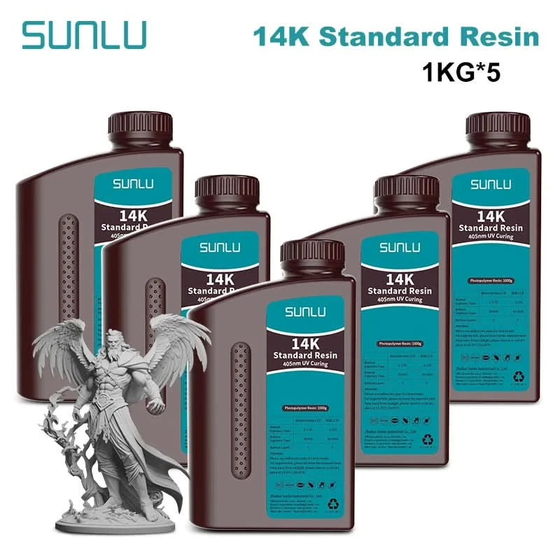 SUNLU 5KG Standard Plus/14K Standard Resin 1KG/Bottle 405nm Rapid UV-Curing Photopolymer Resin For LCD 3D Printer Material
