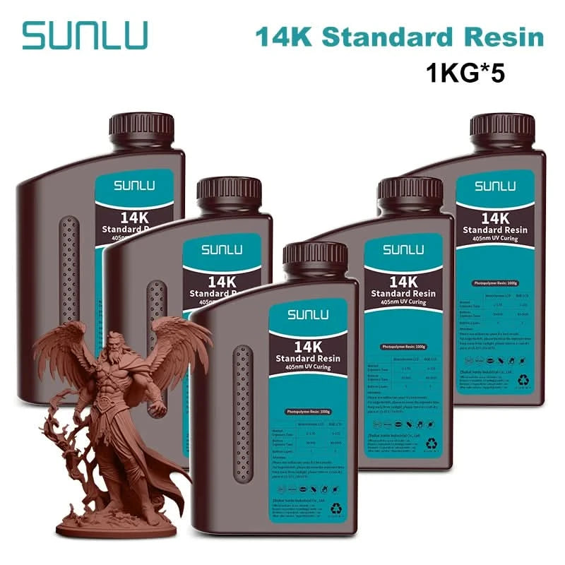 SUNLU 5KG Standard Plus/14K Standard Resin 1KG/Bottle 405nm Rapid UV-Curing Photopolymer Resin For LCD 3D Printer Material