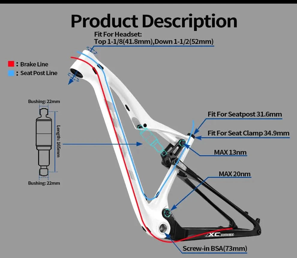 BXT NEW Full Suspension Boost 29er Frame XC Mountain Bicycle Thru Axle Frame UDH hanger