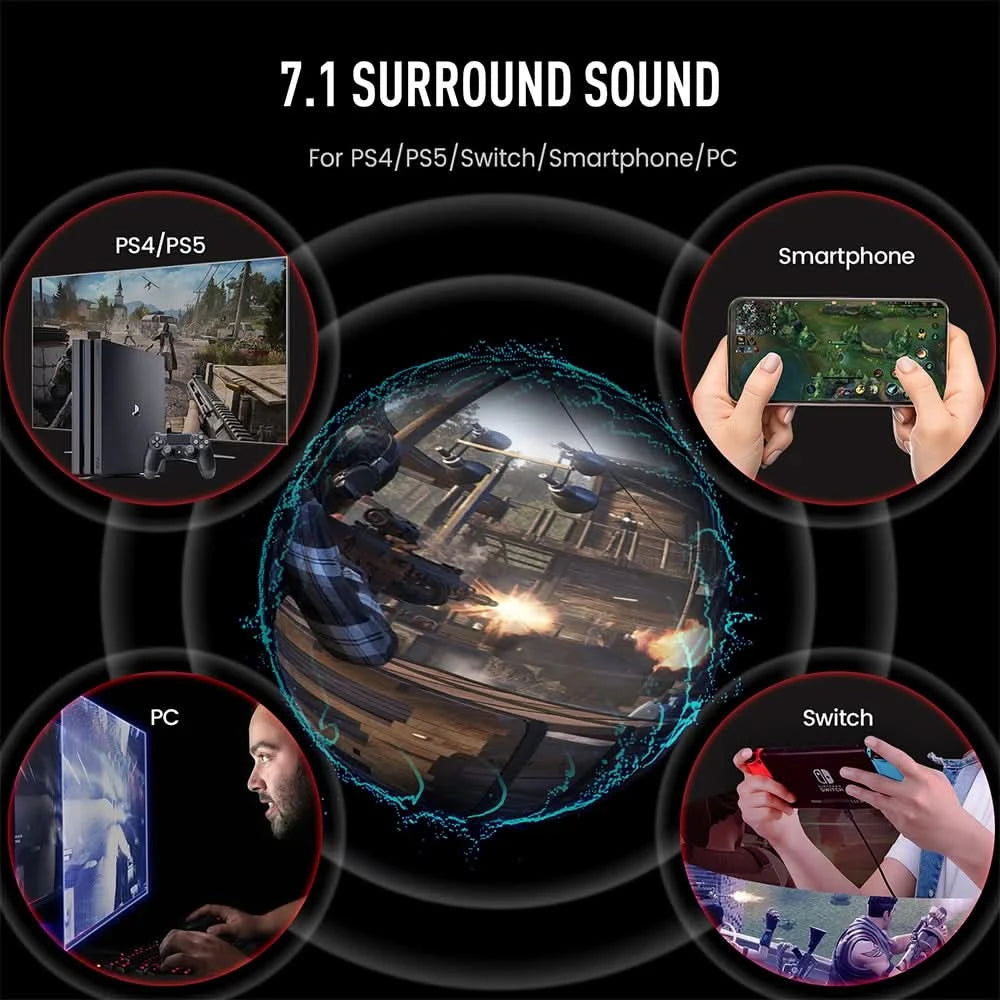EKSA StarEngine Pro Gaming Headset Gamer 7.1 Wired Over Ear Headphones with ENC Noise Cancelling Microphone For PC/PS4/PS5/Xbox