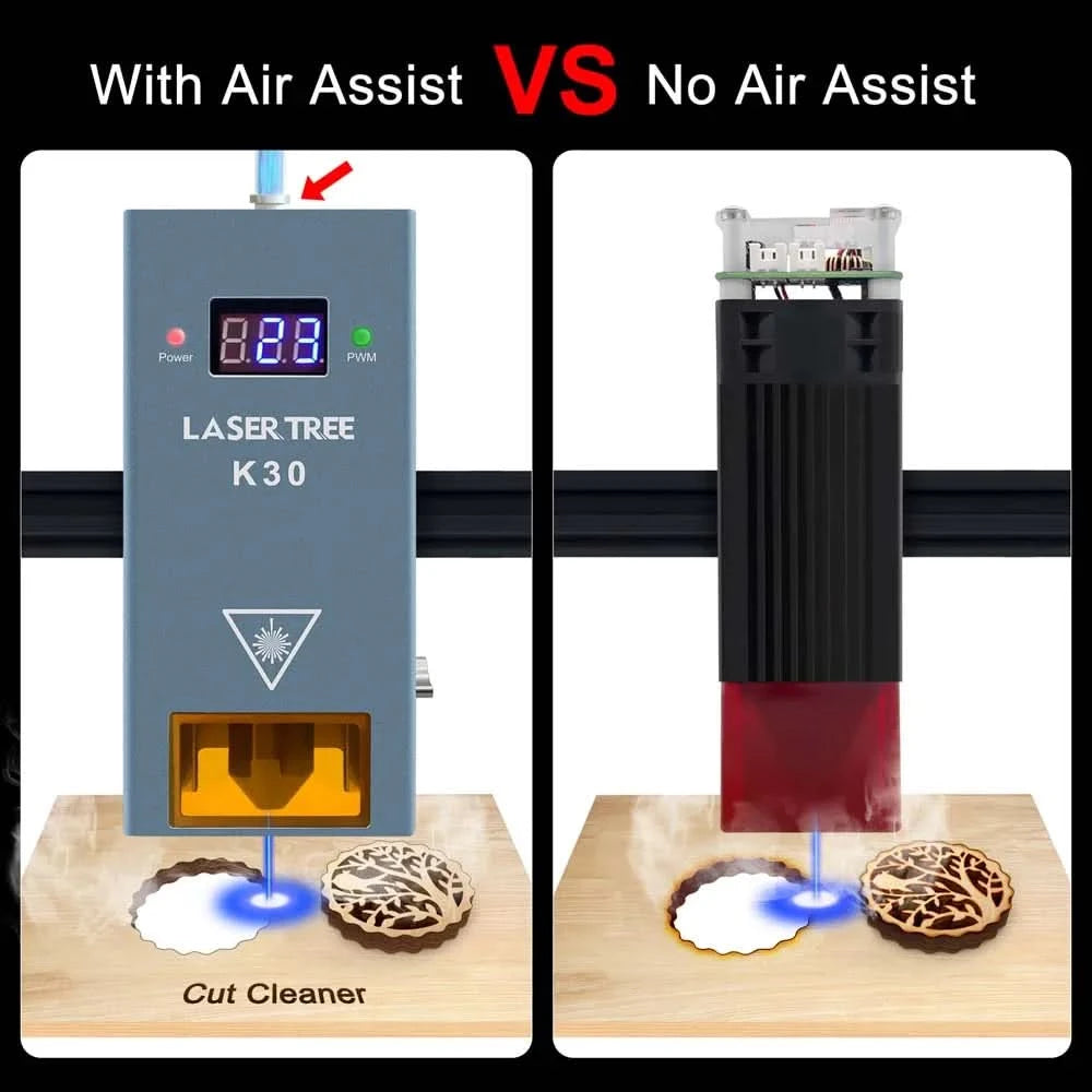 LASER TREE 10W 20W 30W 40W Optical Power Laser Head with Air Assist 450nm Blue Light TTL Module for Laser Engraving Cutting Tool