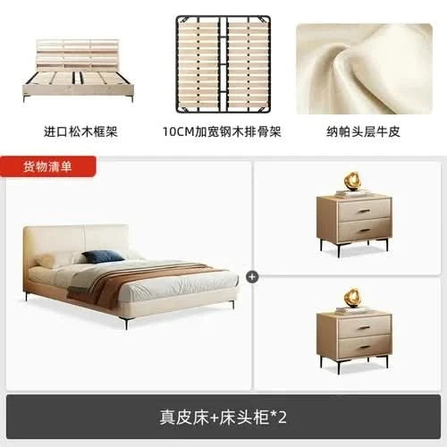 Hotel Modern Bed French Luxury High Quality Leather Fashionable Beds Confortable Solid Wood Bed Letti A Castello Home Furniture