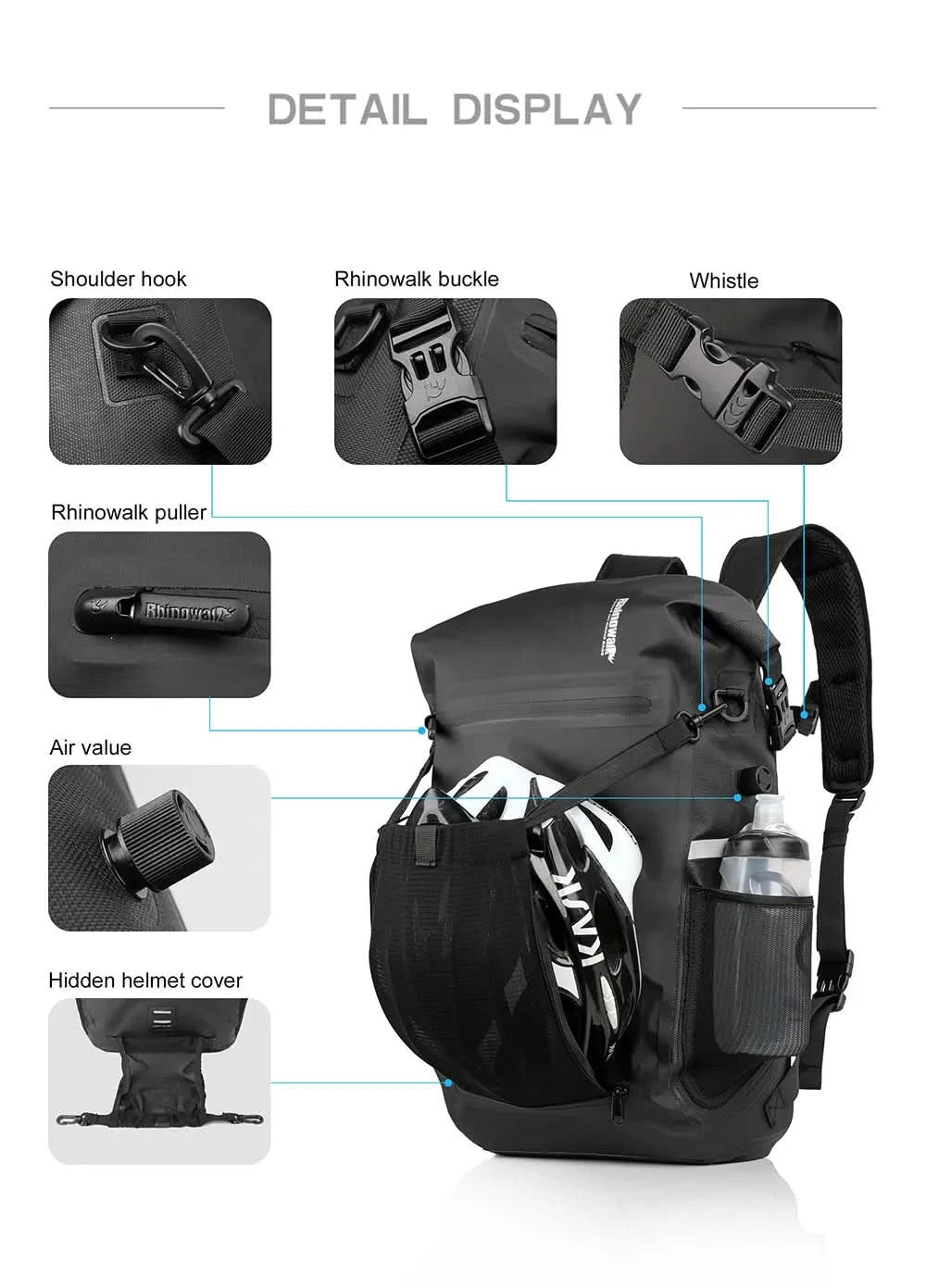 Rhinowalk Bike Pannier Bag 22L Fully Waterproof Trunk Bag Backback Capacity Multifunctional Rear Rack Cycling Bag Shoulder Bag