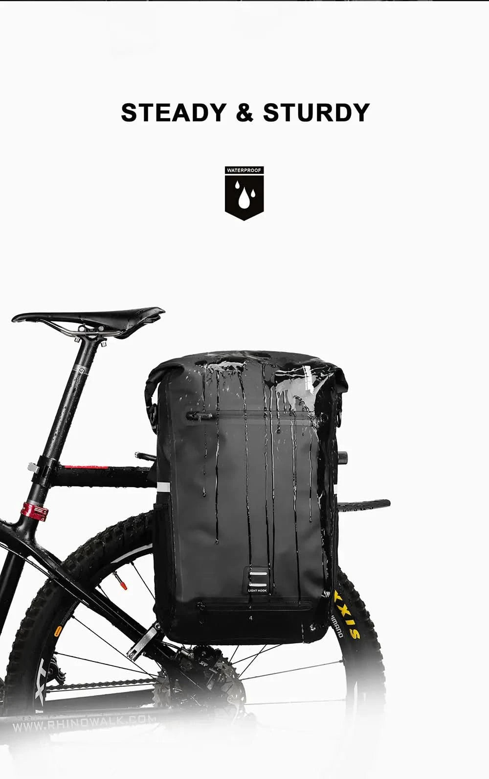 Rhinowalk Bike Pannier Bag 22L Fully Waterproof Trunk Bag Backback Capacity Multifunctional Rear Rack Cycling Bag Shoulder Bag