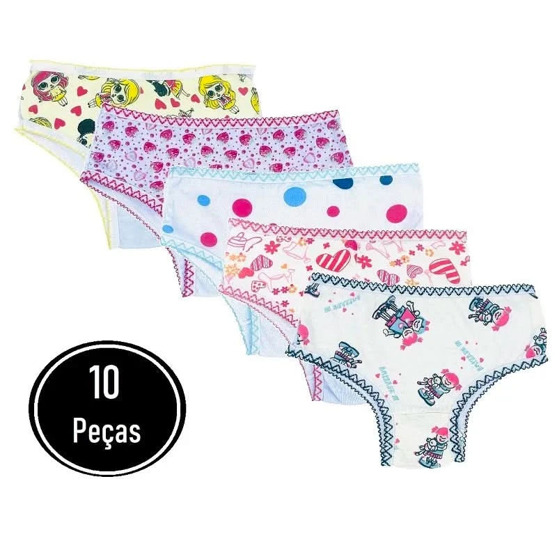 Children's Panties Child Colorful Printed Cotton Wholesale Resale Lot Kit 10 Units