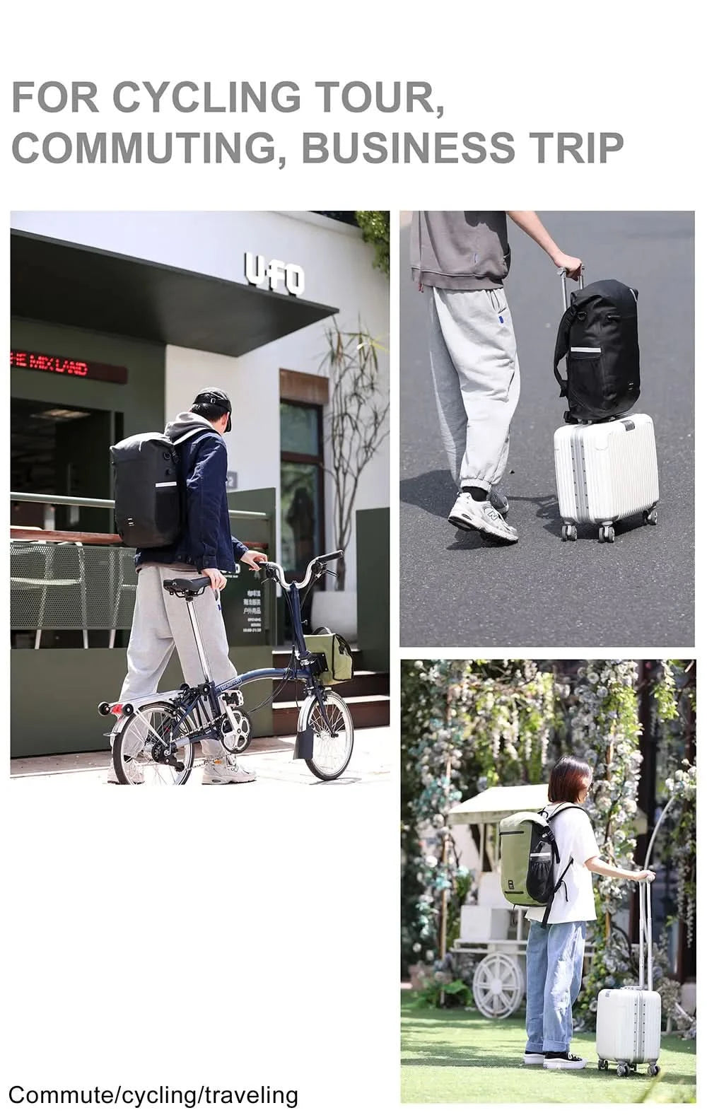 Rhinowalk Bike Pannier Bag 22L Fully Waterproof Trunk Bag Backback Capacity Multifunctional Rear Rack Cycling Bag Shoulder Bag