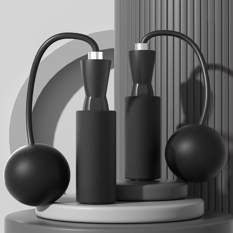 Weighted Jump Rope Indoor And Outdoor Sports Equipment in modern black design on display.